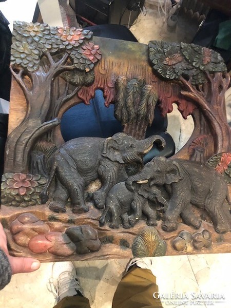 Far Eastern wood carving, carved from a tree, elephant, 50 x 50 cm.