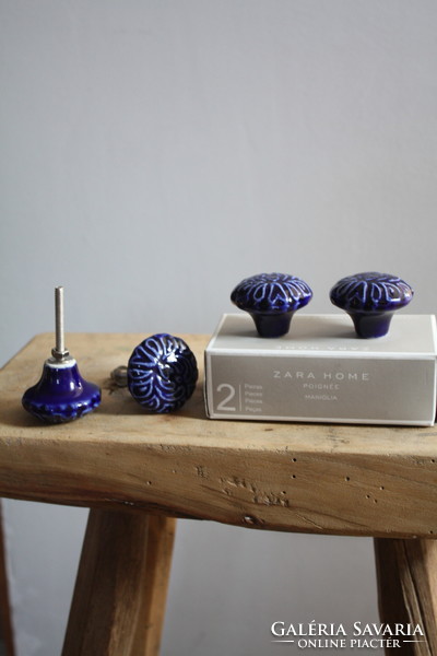Zara Home -kék porcelán bútorgombok - új, hibátlanok