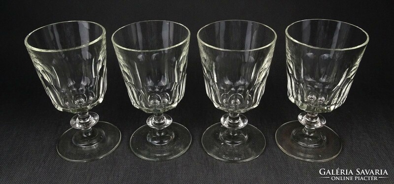 1O714 Antik Biedermeier talpas üveg pohár készlet 4 darab