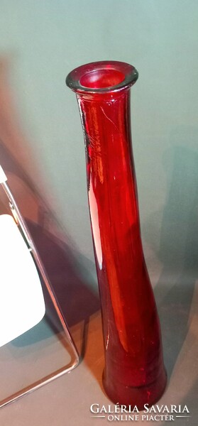 Hatalmas 100 cm piros nehéz Italy üveg váza ALKUDHATÓ.