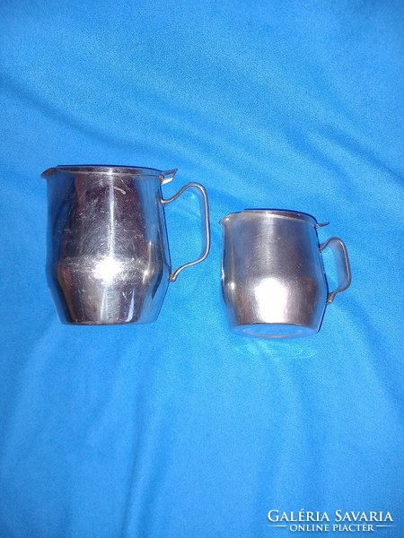 2 Alfra Alessi Italian stainless steel milk and cream coffee and chocolate jugs with lids