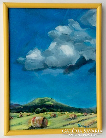Autumn at the foot of Tánúhegy - acrylic painting with simple frame - 24 x 18 cm - on canvas