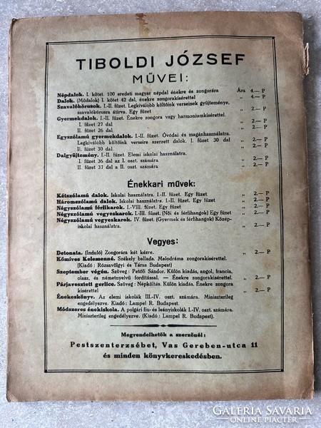 Tiszteletpéldány dedikálva Tiboldi József által 1940