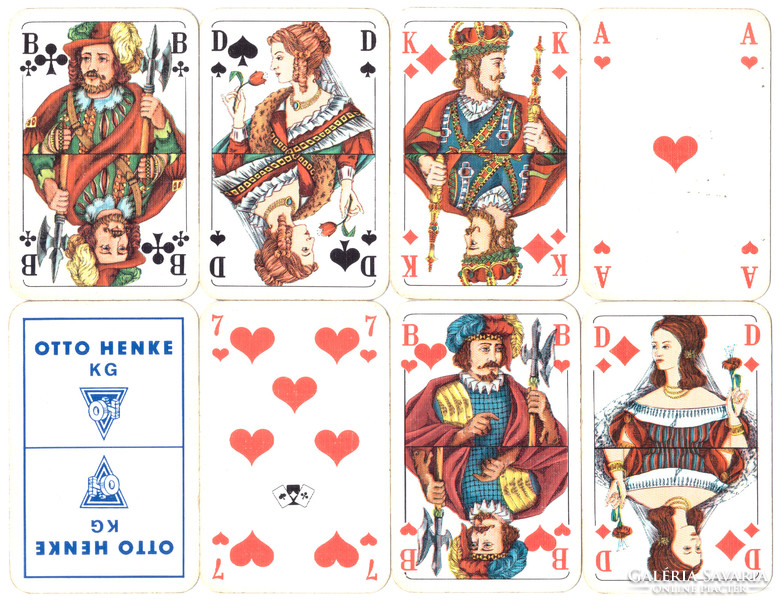 121. Francia sorozetjelű skat kártya berlini kártyakép Nürnberger Spielkarten 1975 körül 32 lap