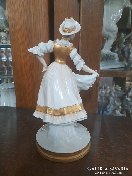 Német,Germany Sitzendorf Art Deco Táncos Nő Porcelán Figura.