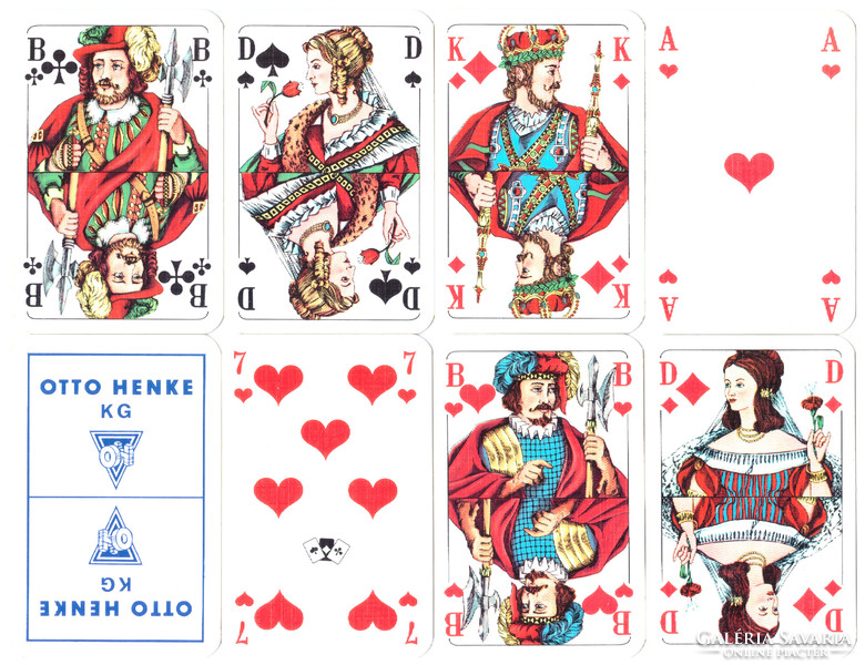 122. Francia sorozetjelű skat kártya berlini kártyakép Nürnberger Spielkarten 1975 körül 32 lap