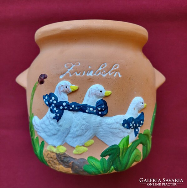 Goose Easter German ceramic onion container decoration pot