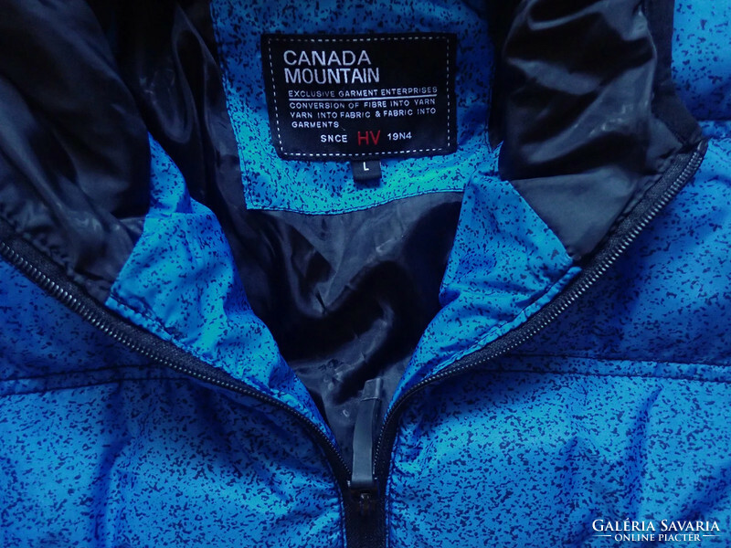 Canada Mountain kék fekete kapucnis női hegyi túra pufi kabát túrakabát dzseki pufidzseki pufikabát