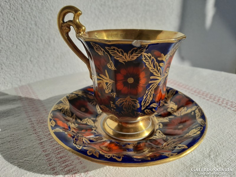 ELBOGEN biedermeyer gyűjtői csésze és alj, 1835-ből, 189 éves szett!