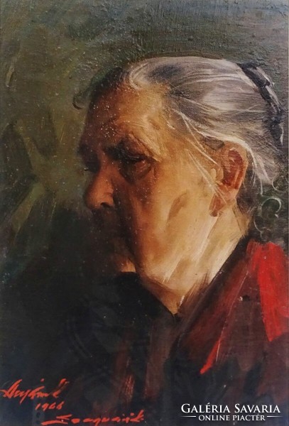 1Q174 Szegvári Károly : Idős nő portré nyomat 39 x 30 cm