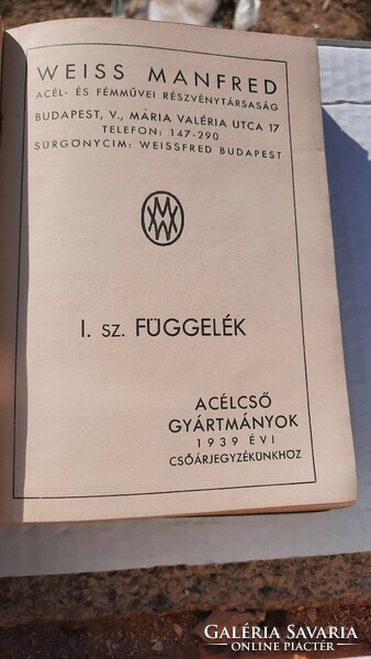 Régi árjegyzék - Weiss Manfréd Acélcső gyártmányok 1939.