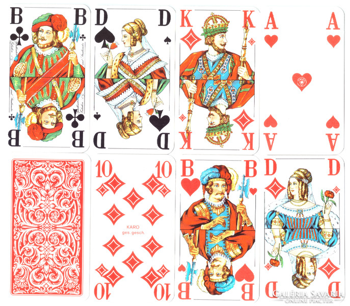 143. Francia sorozetjelű senior skat kártya berlini kártyakép ASS 1990 körül 32 lap