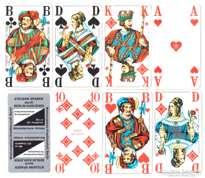139. Francia sorozetjelű senior skat kártya berlini kártyakép ASS 1990 körül 32 lap