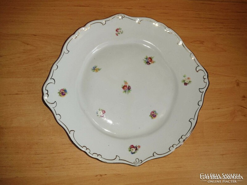 Old Hóllóház golden feathered flower pattern porcelain serving bowl center table 25*27 cm (6p)