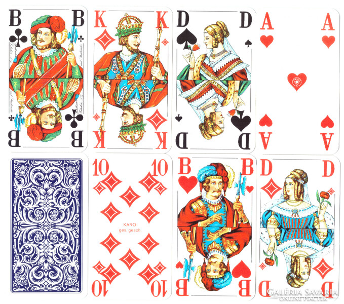 144. Francia sorozetjelű senior skat kártya berlini kártyakép ASS 1990 körül 32 lap