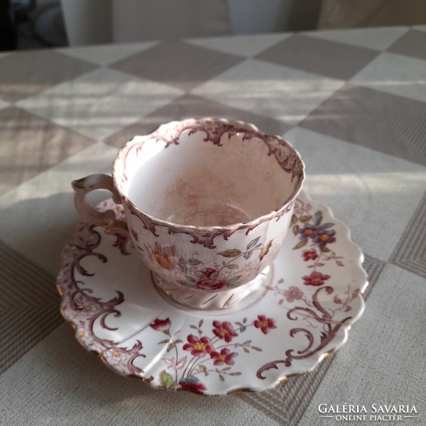 3 antique sarreguemines fleury chocolate cups and saucers