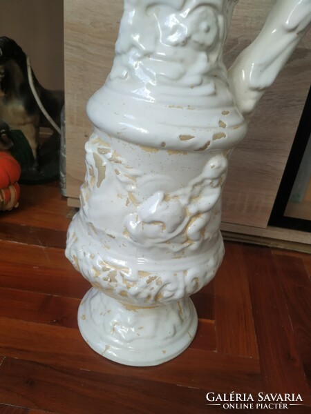 Beautiful art nouveau porcelain glazed putto pattern wash basin - 54 cm high