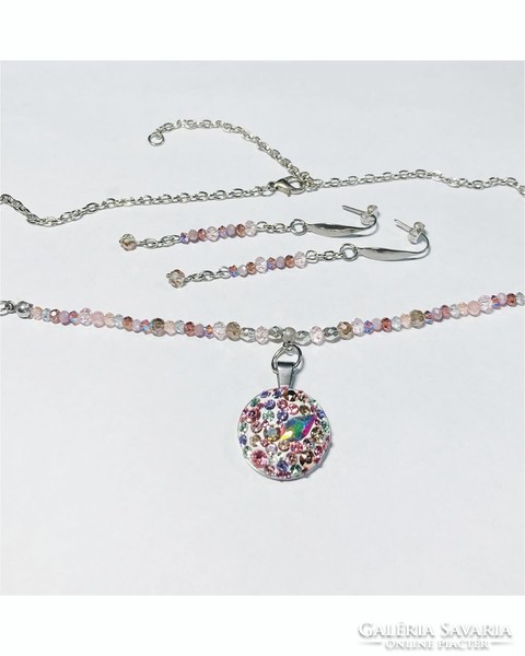 Fairytale stainless steel fairy jewelry set, with Swarovski crystals and polished pearls
