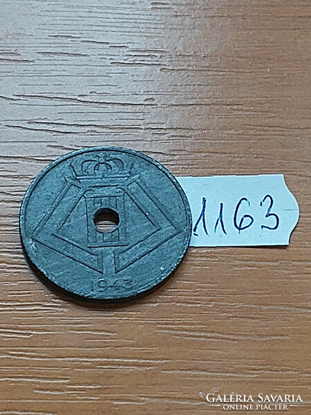 Belgium belgie - belgique 25 centimes 1943 ww ii. Zinc, iii. King Leopold 1163