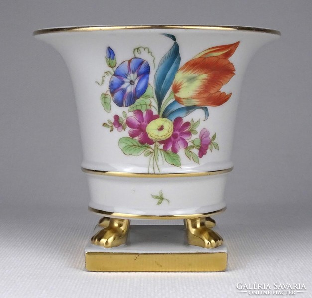 1Q619 Herend porcelain bowl with lion's feet with an old tulip pattern
