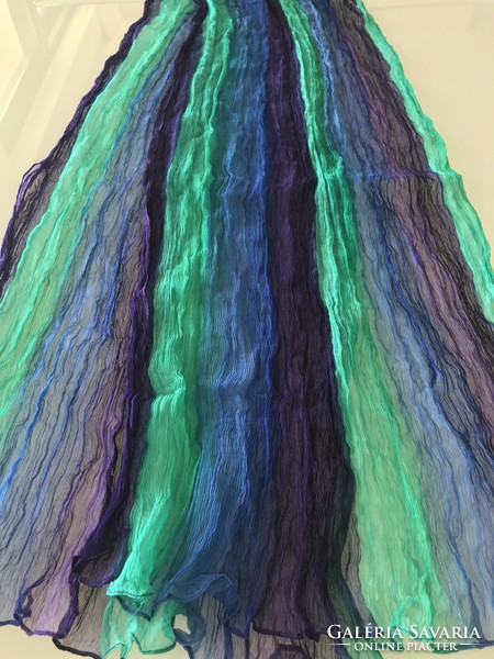 Selyem sál gyönyörű színekkel megfestve, 150 x 50 cm