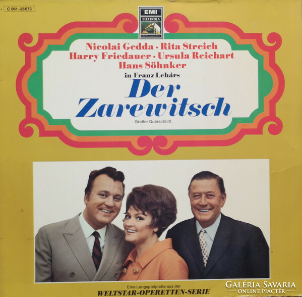 Gedda,Streich,Friedauer,Reichart, Hans Söhnker,Lehár - Der Zarewitsch - Großer Querschnitt (LP)