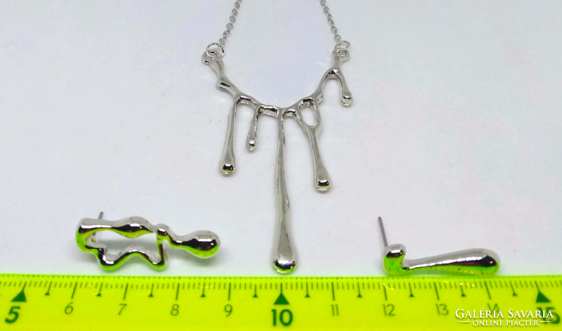 Liquid metal necklace and earring set 94