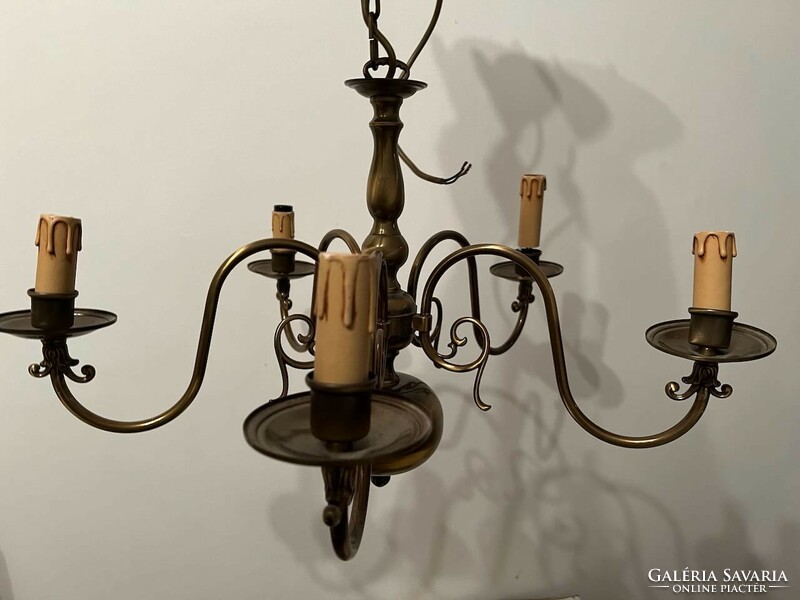Five-branch Flemish chandelier, ceiling light ready for installation