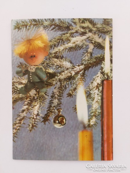 Retro karácsonyi képeslap mesefigura 1967