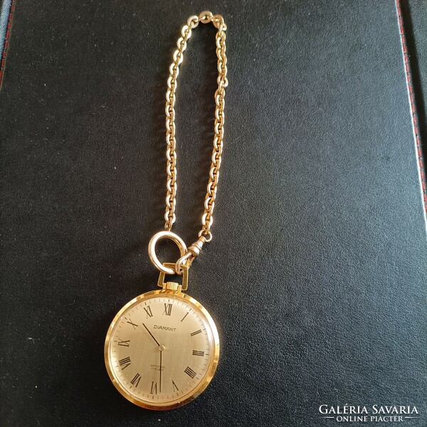 Diamant antichoc 17 rubies pocket watch with chain