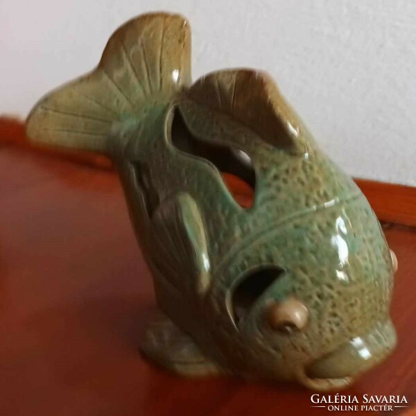 Glazed ceramic fish candle holder fish figure