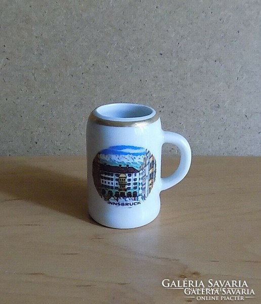 Austria innsbruck commemorative small porcelain jug with gold rim 5.5 cm (2p)
