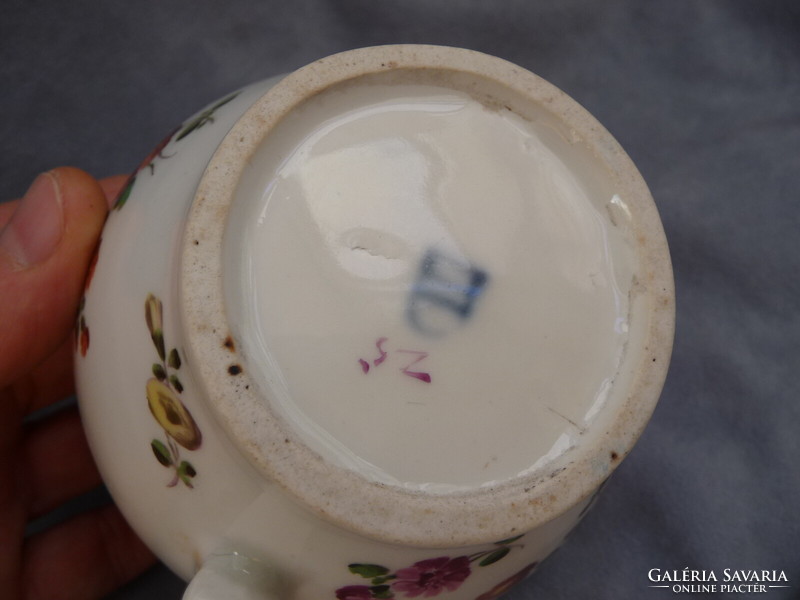 Antik bécsi porcelán készlet altwien porcelán kanna kiöntő 4 darab bécsi rózsás porcelán 18- 19. sz