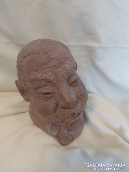 Antik kerámia szobor- férfi fej