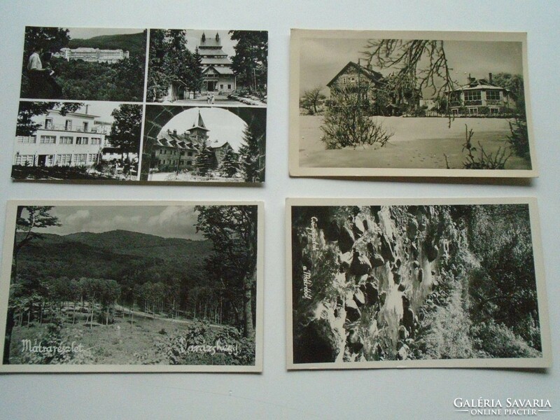 D200935 Mátra - 4 postcards from the 1950s to the wasp hill, Mátra house, rattle stream, Mátraszentim