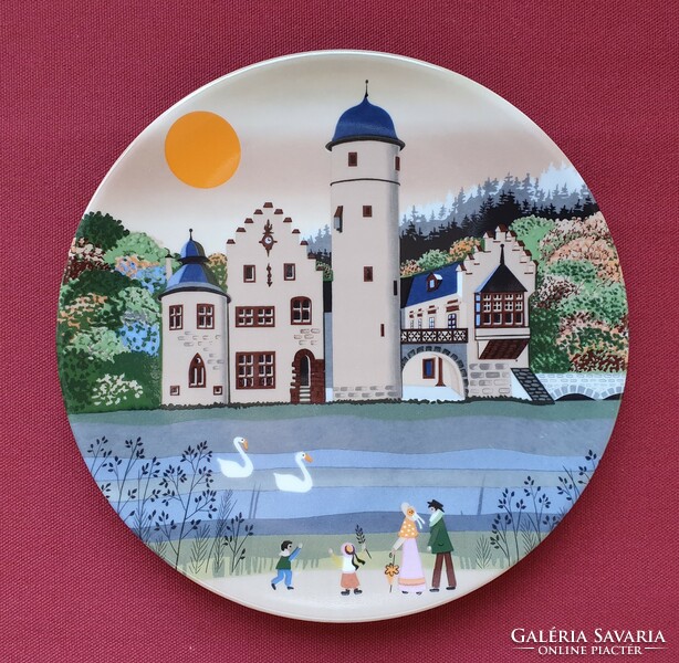 Mespelbrunn Walter német jelenetes porcelán tányér akasztható fali