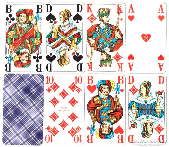 141. Francia sorozetjelű senior skat kártya berlini kártyakép ASS 1990 körül 32 lap