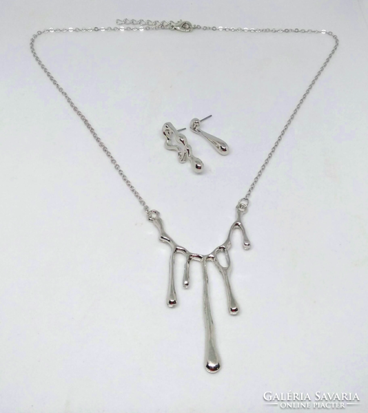 Liquid metal necklace and earring set 94