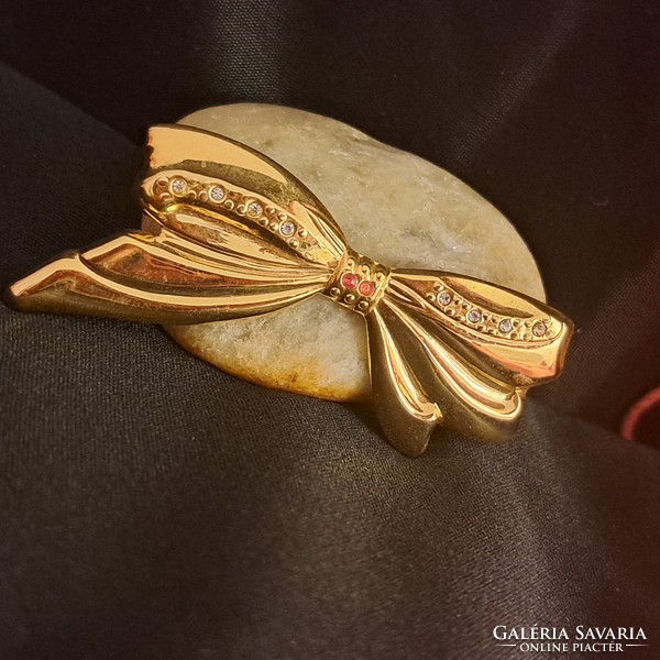 Gold-plated zircon brooch 6 cm