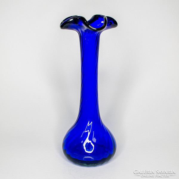 Twisted colored glass vase