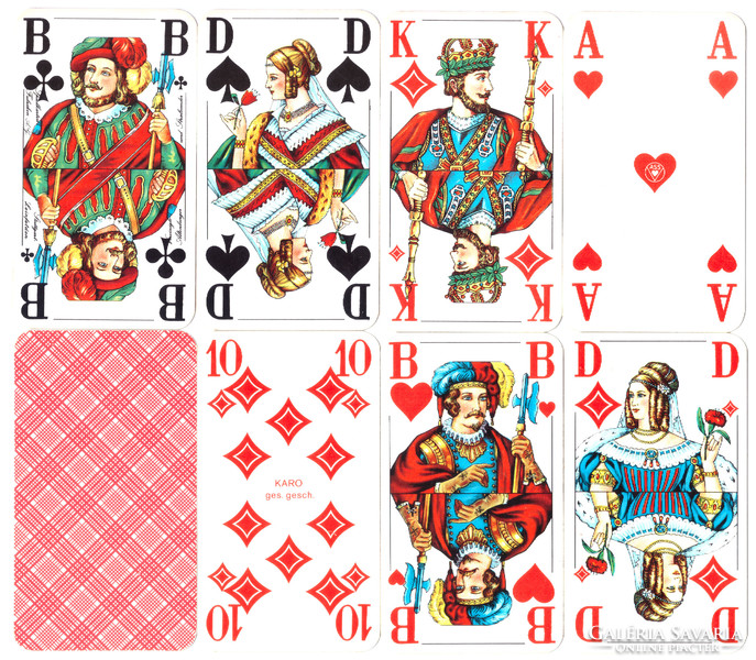 140. Francia sorozetjelű senior skat kártya berlini kártyakép ASS 1990 körül 32 lap