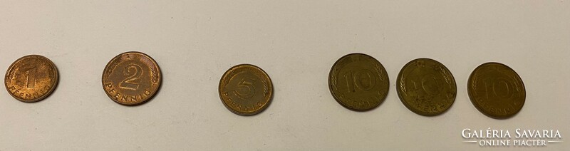 1 2 5 10 pfennig német fémpénz csomag