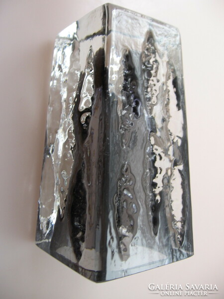 Ingrid Glas fekete-átlátszó jégüveg kristály váza