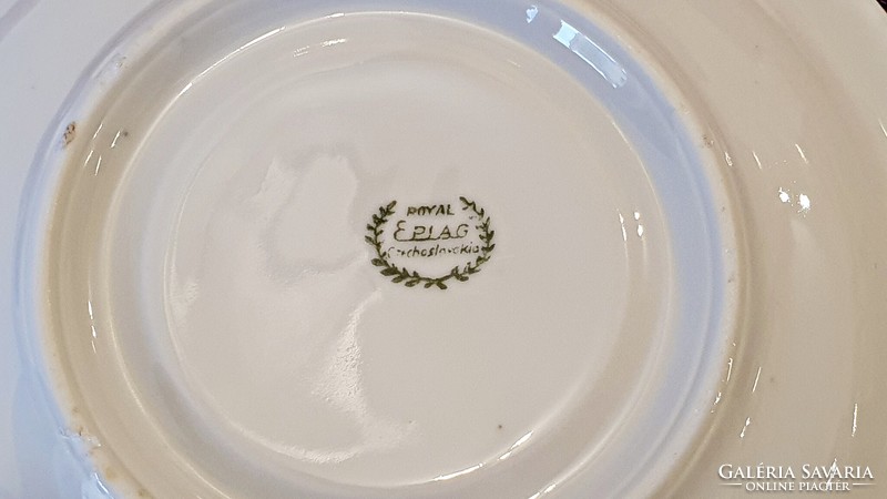EPIAG Royal, Csehszlovák porcelán, kávés készlet darabjai. 3db. kávés csésze, 5 db.csészealj, tányér