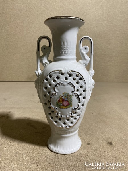 Gyönyörű áttört amphore, váza, Arpo, 22 x 11 cm-es. 2236