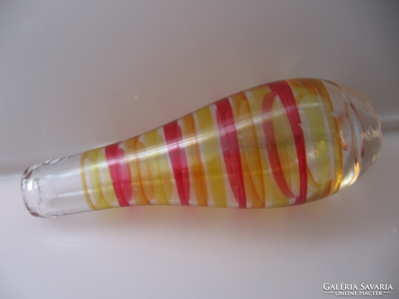 Handcrafted yellow-red striped craft vase, bottle
