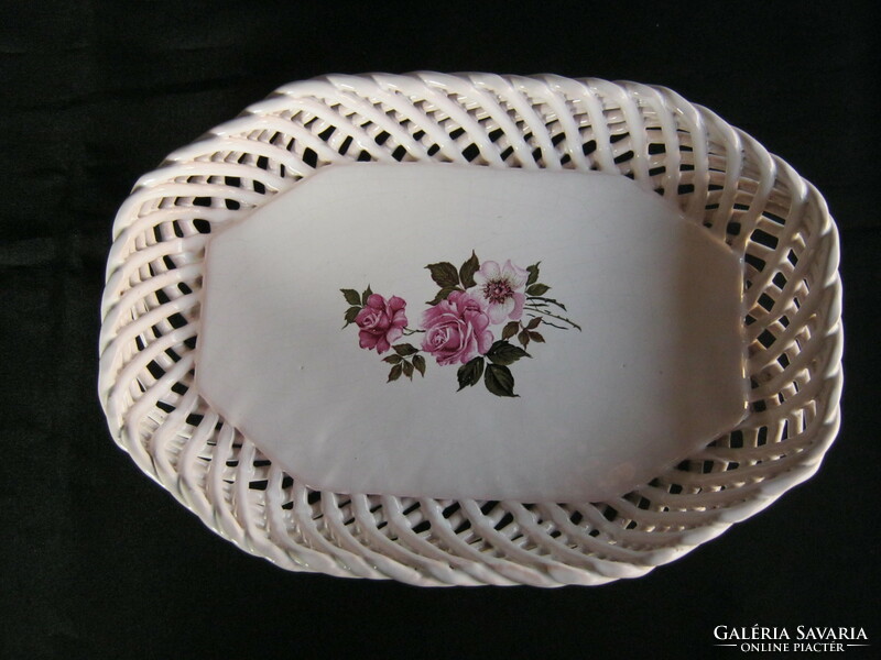 Bodrogkeresztúr ceramic bowl pink 22x15 cm