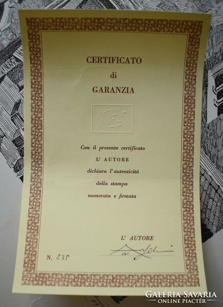 Mantua , Mantova antica olasz metszet , szignó, certifikáció 235/1000