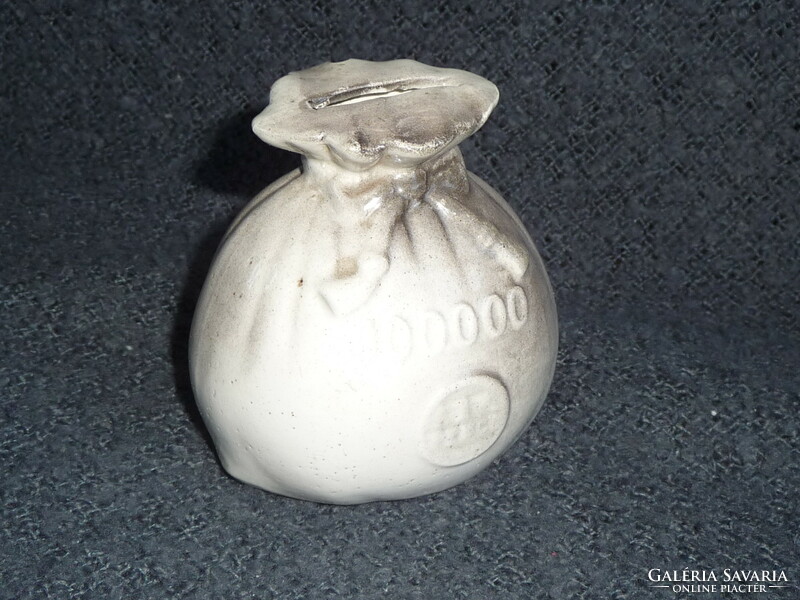 Régi porcelán persely pénzeszsák alakú fajansz persely pénzes zsák alakú 100 éves persely figura