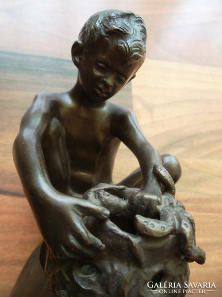 Achille D'Orsi (1845-1929) Poliphalász,jelzett bronz szobor